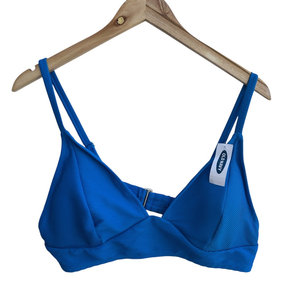 Old Navy Blue Ribbed‎ Bikini Top  Swimwear NWT XL Summer Vacation Beach